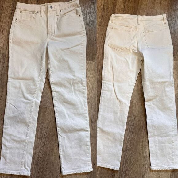 Madewell The High-Rise Slim Boyjean Boyfriend Jeans in Tile White Size 27” - Picture 2 of 13